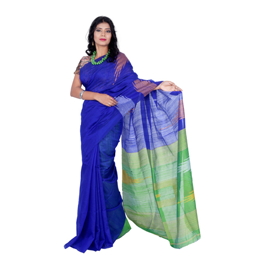 Green Base Embroidered Handloom Cotton Silk Saree