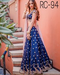 Nevy Blue Ladies Printed Lehengas