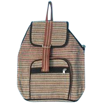 Jute School Bag - 16x12x5 Inches Beige Buckle Closure | Spacious Lightweight Adjustable Straps Eco-Friendly