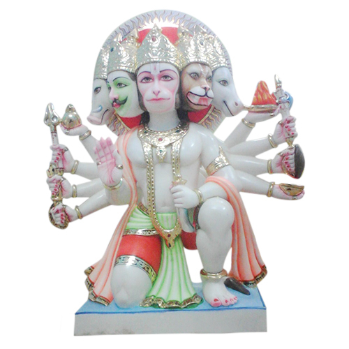 Eco-Friendly Marble Panchmuki Hanuman Statue