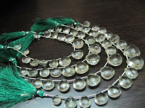 Natural Green Amethyst Heart Shape Faceted beads