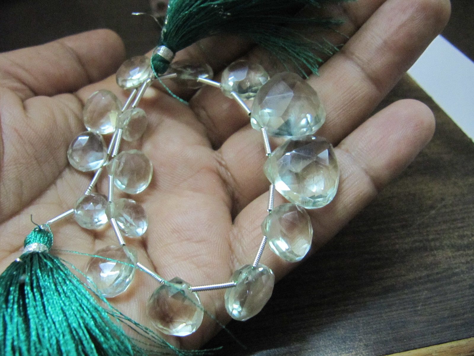 Natural Green Amethyst Heart Shape Faceted beads