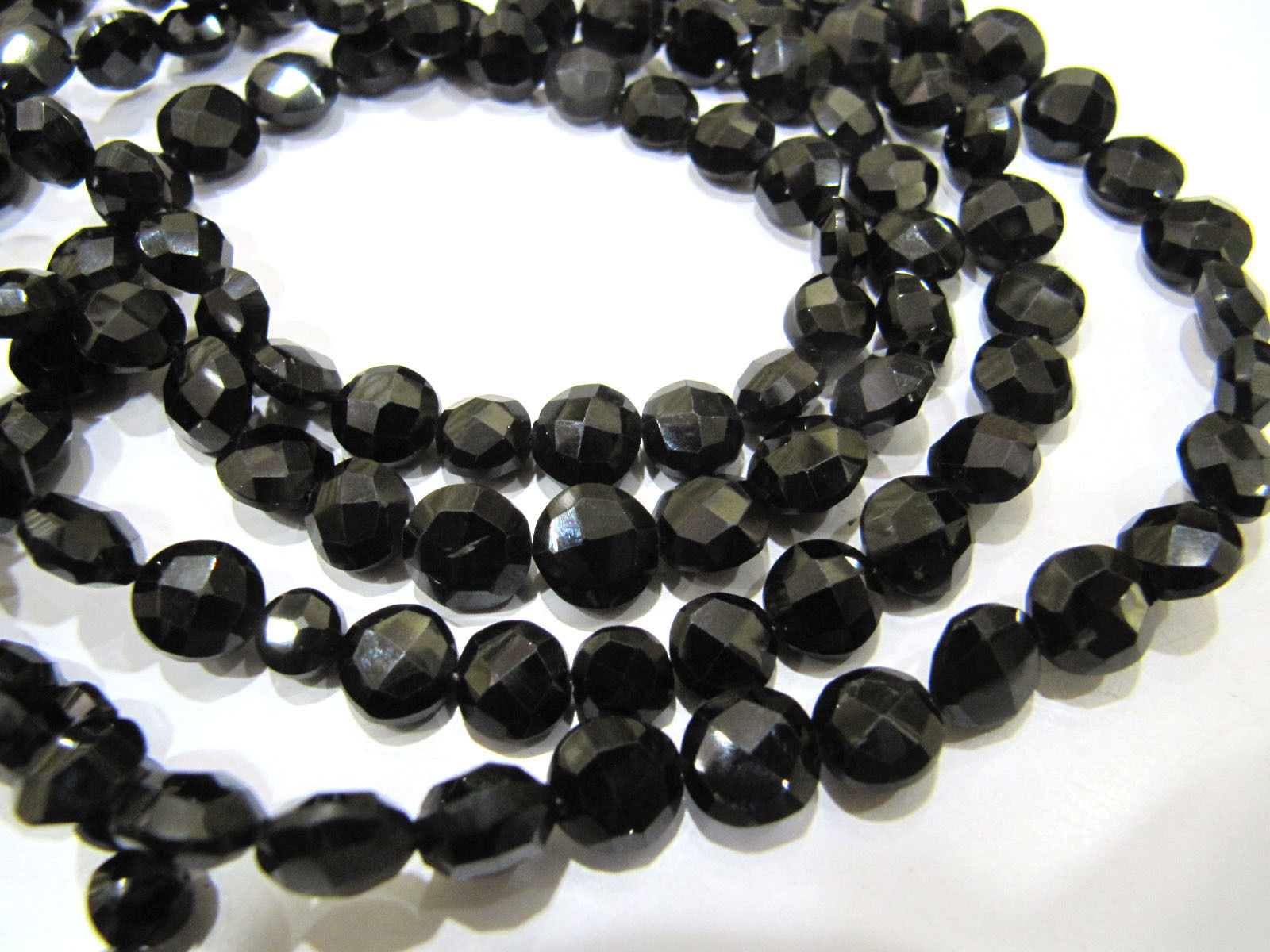 Top Quality Natural Black Spinel Coin Shape Round beads