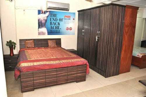 Plywood Bed - 6x6 Size | Fabric & Wood Materials Elegant Plywood Bedroom Set
