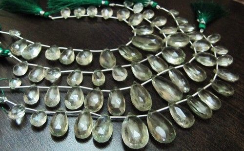 Stone Natural Green Amethyst Pear Shape Faceted Beads