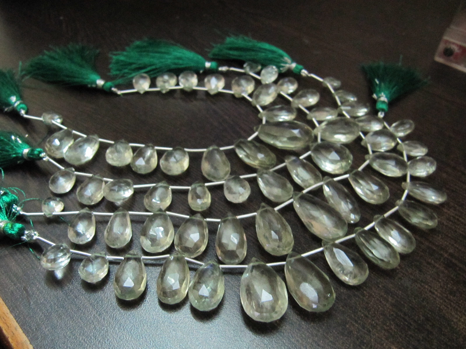 Natural Green Amethyst Pear Shape Faceted beads