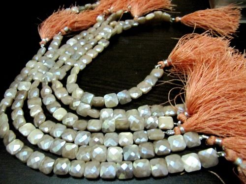 AAA Quality Peach Moonstone AB Coated Cushion Shape beads