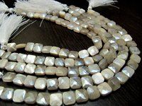 AAA Quality White Moonstone AB Coated Cushion Shape beads