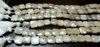 AAA Quality White Moonstone AB Coated Cushion Shape beads