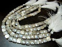 AAA Quality White Moonstone AB Coated Cushion Shape beads