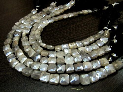 AAA Quality Gray Moonstone AB Coated Cushion shape beads