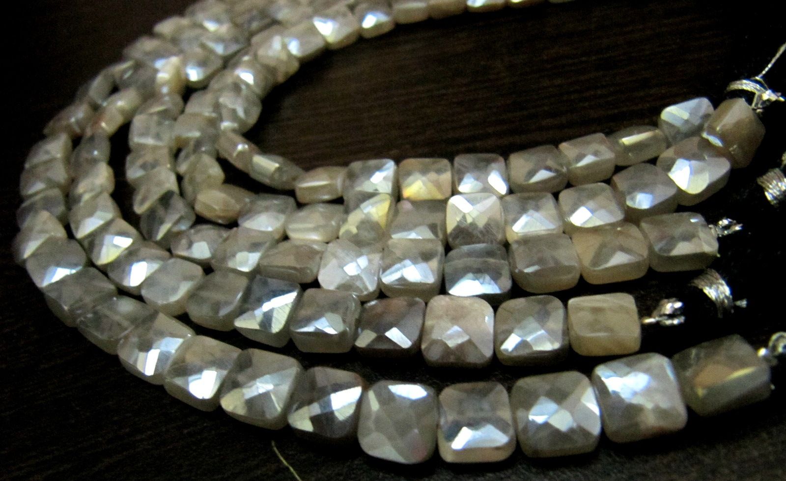 AAA Quality Gray Moonstone AB Coated Cushion shape beads