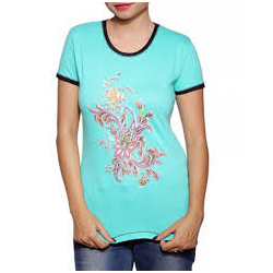 WOMEN'S PROMOTIONAL T-SHIRTS - Cotton, S-XL, Teal | Soft Fabric, Stylish Floral Print, Comfortable Fit