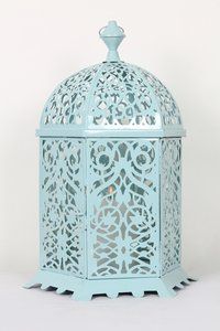 Sky Blue Crafted Metal Lantern