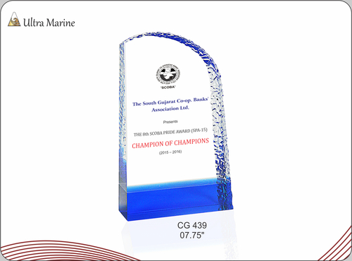 ULTRA MARINE - Crystal Acrylic 7.75"x4" Blue | Elegant Design, Customizable Engraving, Award Recognition