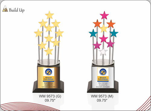 BUILD UP - Metal & Acrylic 09.75" Gold Silver, Award Recognition, Elegant Design, Motivational Tool