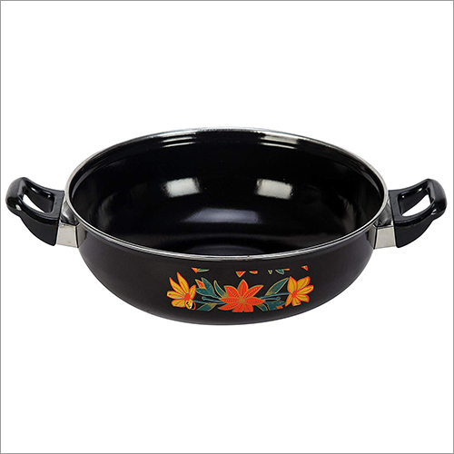 Hyper Enamel Kadhai - 26 cm Diameter, 2.5 Liters Volume | Black Coated Iron, Gas & Induction Stove Compatible