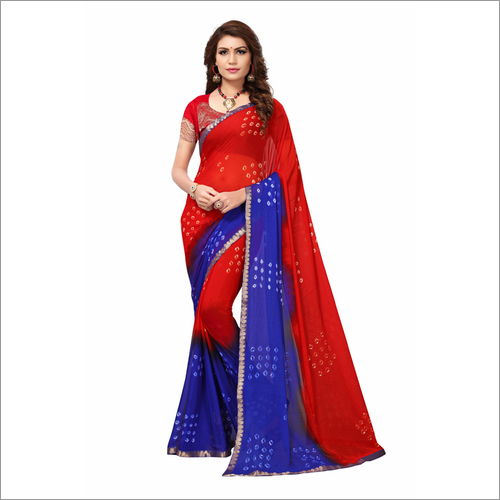 fancy printed Chiffon Silk Saree