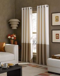 Voile Blackout Curtains - Polyester, 55 X 84 Inches Panel Size | Modern Design In Beige And White For Stylish Window Covering
