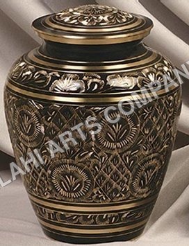 Odyssey Urn - Brass Metal, 10x6 Inch | Handmade, Antique Finish, Corrosion Resistant, Unique Pattern, 240 Cubic Inches