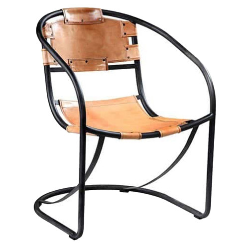 Designer Leather Iron Chair By JODHPUR ART & CRAFTS