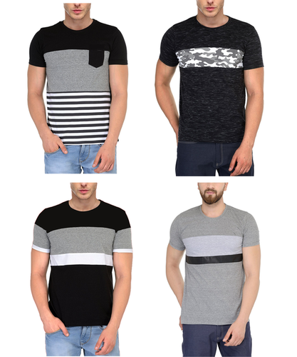 Mens Premium Cotton Half Sleeve Smart TShirt - Cotton Multi-Color Striped Pattern Short Sleeve Style | Perfect Casual Wear for Men