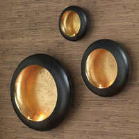 Iron Wall Candle Holder - Iron, Round, Black And Gold Coated, Wall Mounted | Elegant Design, Durable, Stylish Home And Hotel Decor