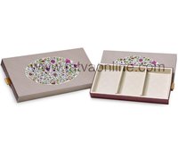 Chocolate Sleeve Box - Paper, Rectangular, 2-8 Inch | Grey With Ethnic Colorful Design, 3 Partitions For Dry Fruit Or 18 Cavity Chocolate Tray