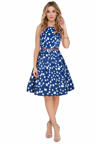 Sleeveless Printed One Piece Blue Color Dress - Ethnic Region: Indian