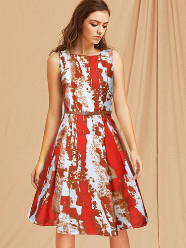 Round Neck Printed Exclusive Designer Dress - Ethnic Region: Indian