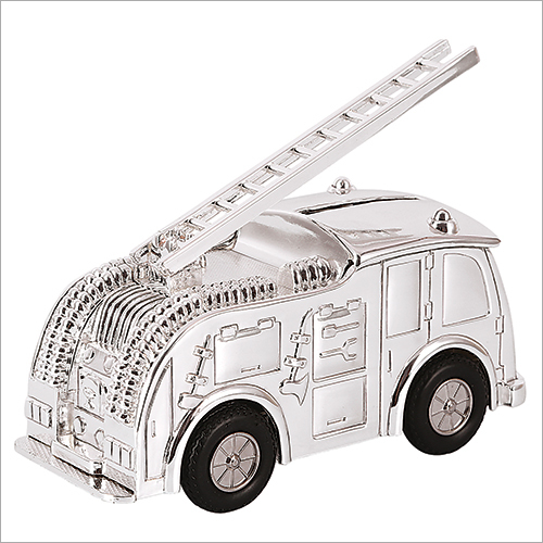 Fire Engine Shaped Money Box - Silver Plated 12 x 5 x 5 CM | Funky Modern Patterns Perfect for Kids Rooms Ideal Gift