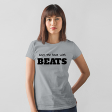 Ladies Printed Cotton T-Shirt - Cotton, S-XL, Grey | Soft Cotton, Stylish Text Print, Comfortable Fit, Durable Fabric