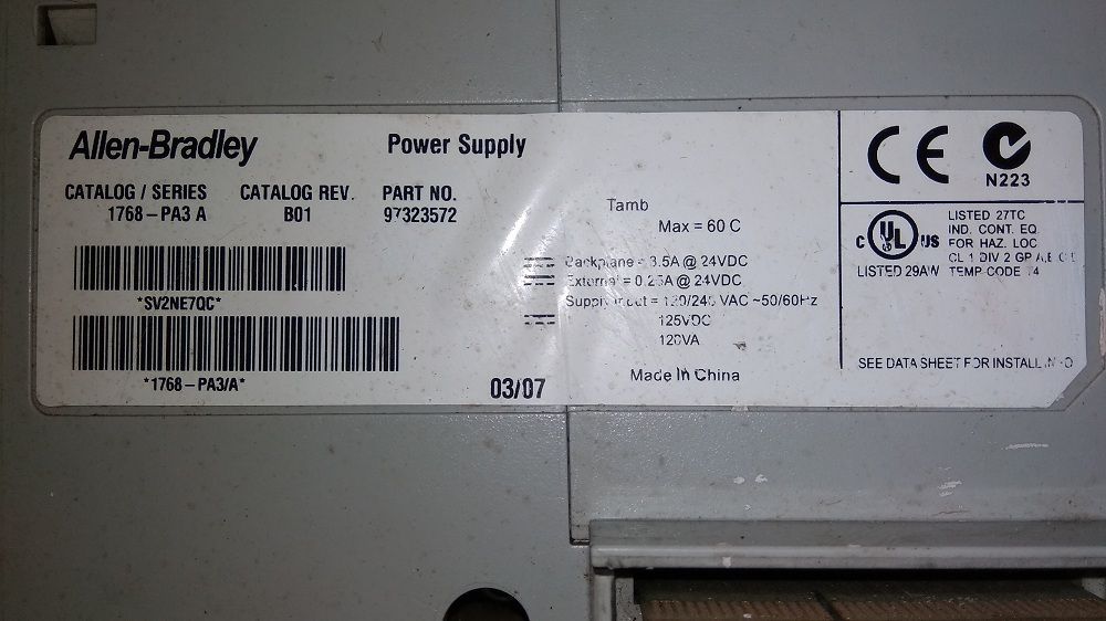 ALLEN BRADLEY POWER SUPPLY