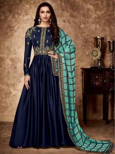 Salwar Kameez - Georgette Blue, Semi Stitch, Embroidery | Ceremony Ready, Elegant Design, Dry Clean Only