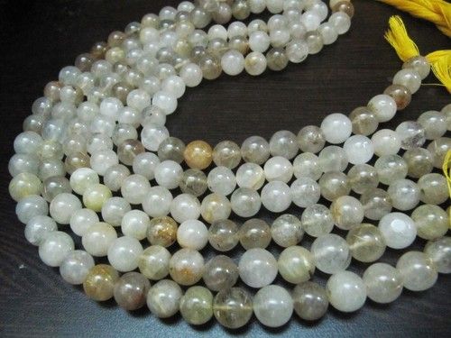 Natural Golden Rutilated Round Plain Smooth Quartz Beads