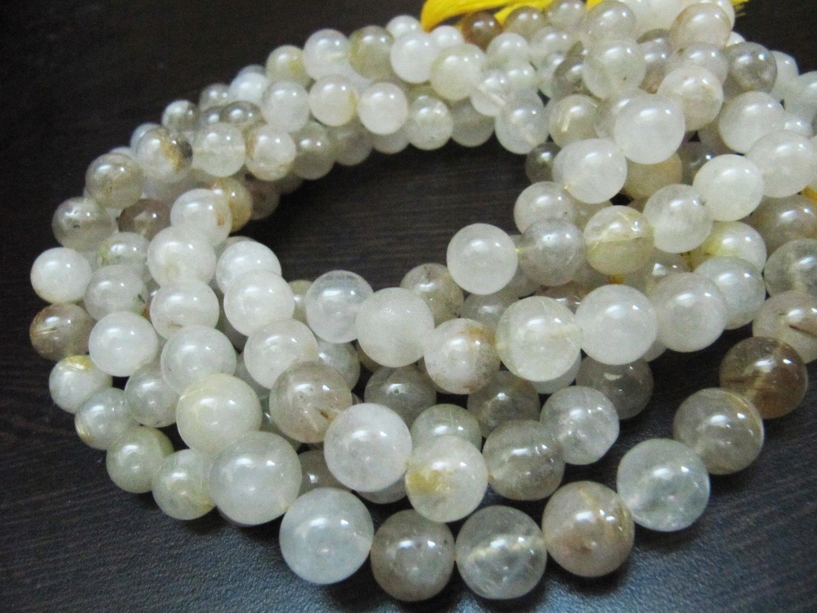 Natural Golden Rutilated Round Plain Smooth Quartz Beads