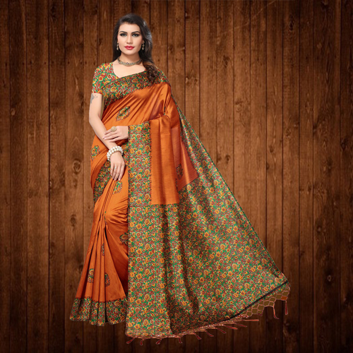 Green And Orange Formal Saree