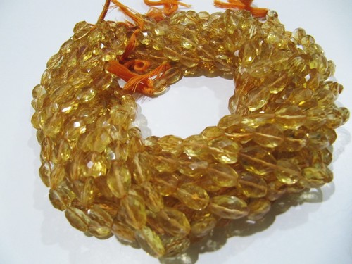 Top Quality Natural Citrine Oval Faceted Nugget Shape Beads