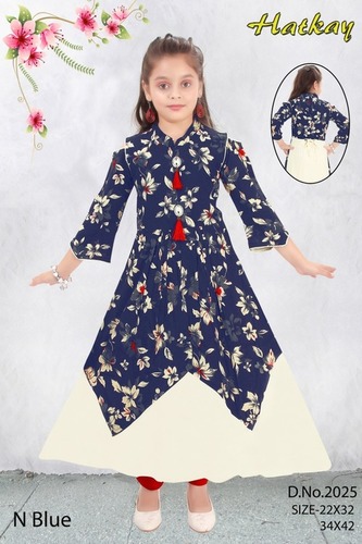 Kids Frock - Printed Fabric, Sizes 22 to 32 | Modern Style, Three Color Options for Girls