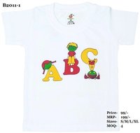 Kids ABC design Printed Tshirts - White/Sky Blue/L. Green - Round Neck/Half Sleeve