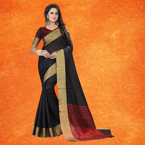 Black And Golden Ladies Saree