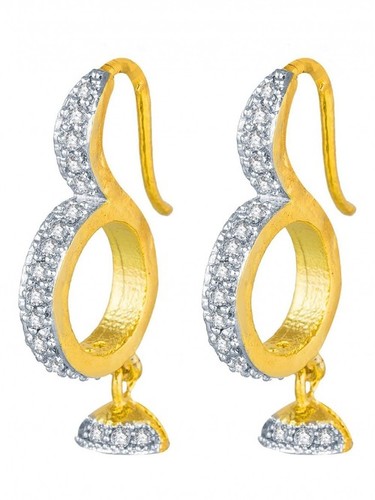 Gold Plated Alloy Earring - Alloy, Hoop Earrings in Elegant Design | American Diamond Details, Ideal for Women