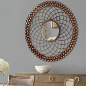 Copper Antique Round Wall Mirror