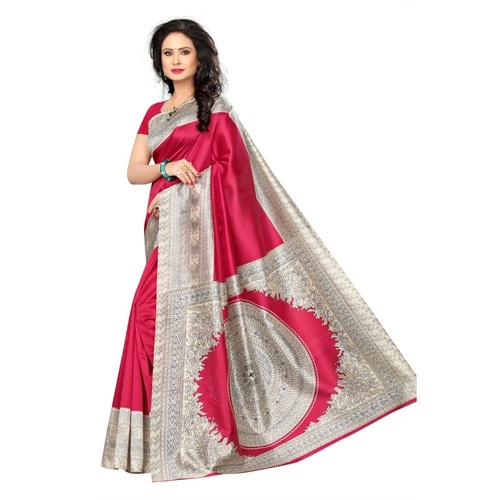 Kalamkari Mysore Silk Saree - Silk, 6.3 Meters Length, Multicolor | Sequin Closure, Printed Pattern, Ideal for Festive and Formal Occasions