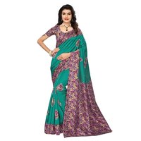 Indian Fancy Kalamkari Saree - Art Silk Fabric, 5.5 Mtr Length, Multicolor Printed Design | Elegant Blouse Fabric Included, Premium Quality, Versatile Wear