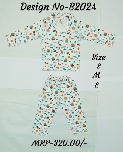 Kids Night Suit - Snail/Bee Print - 3 Colours Age Group: 0 To 4