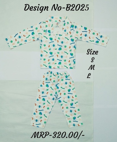 Kids Night Suit - Animal Print - 3 Colours Age Group: 0 To 4