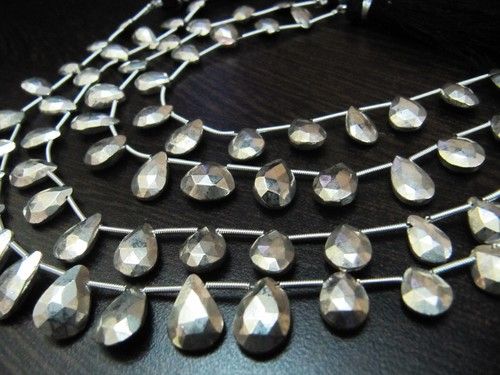 Very Goood Quality Natural Silver Pyrite Pear Shape Beads