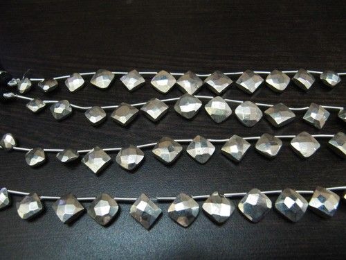 Very Good Quality Natural Silver Pyrite Cushion Shape Beads