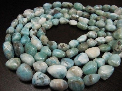 Natural Free Shape Larimar Tumbled Plain Smooth Nugget Beads